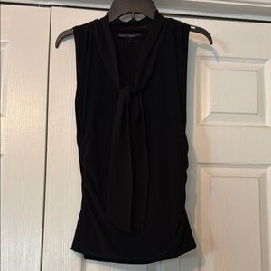 White House Black Market Black Plunge V-Neck Sleeveless Blouse
